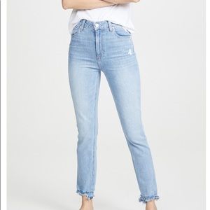 Paige Sarah Slim Jeans w/ Distressed Hem, 27